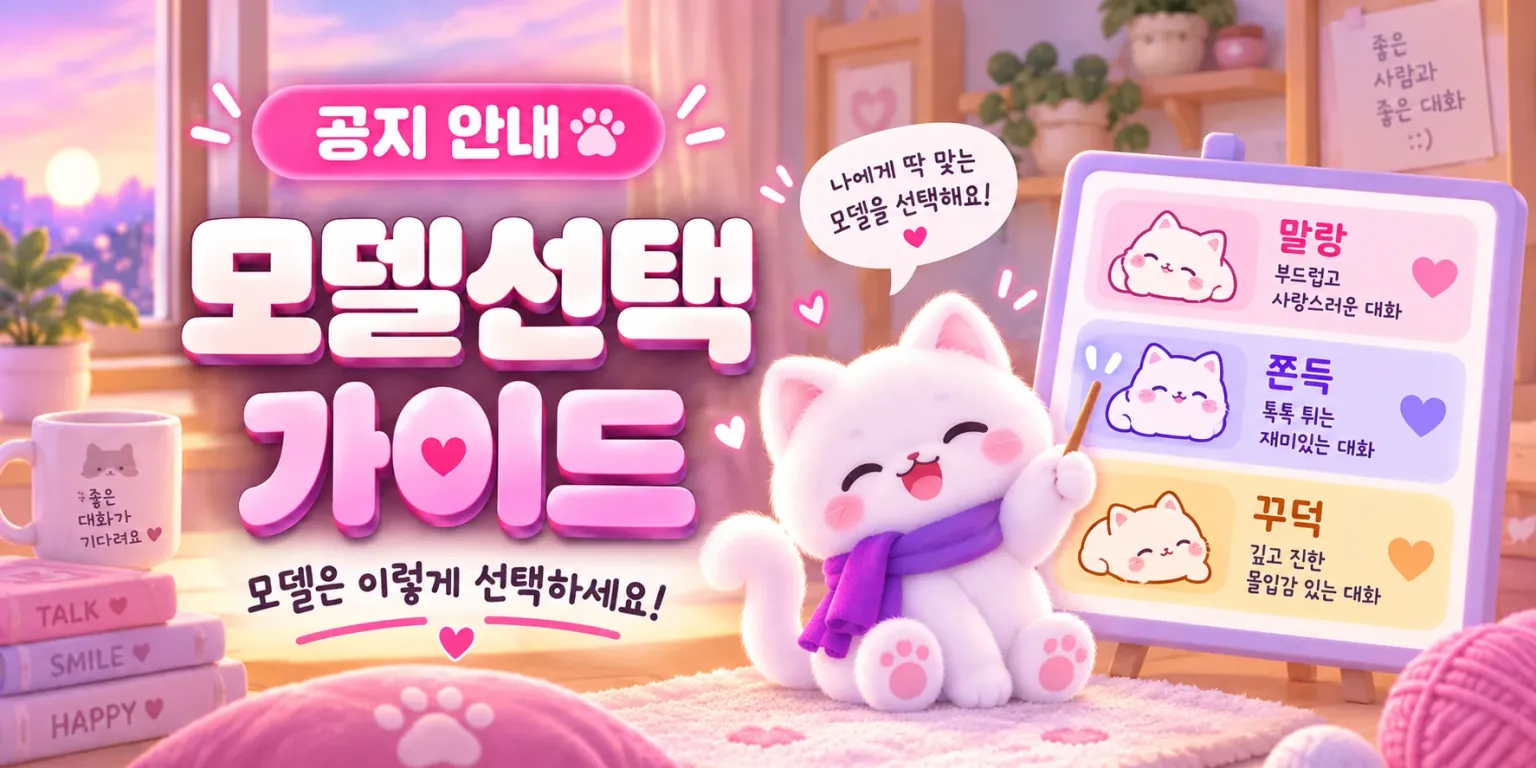 공지 안내 모델선택 가이드. 나에게 딱 맞는 모델을 선택해요. 말랑, 쫀득, 꾸덕.